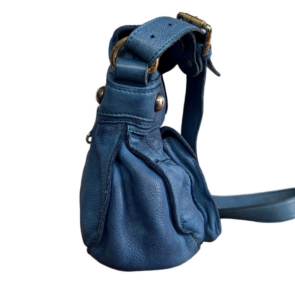 Anthropologie Lucky Penny Blue Leather Faded Crossbody Boho Bag - Picture 3 of 9